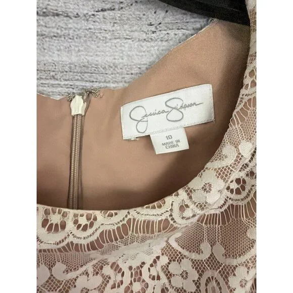 Jessica Simpson Lace & Pleated Sleeveless Dress Size 10 - Picture 2 of 4